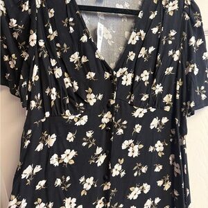 Old Navy Black Dress with White Floral Design
